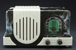 Baby Addison A2 in Marbled Navy Blue + White Art Deco Bakelite Radio